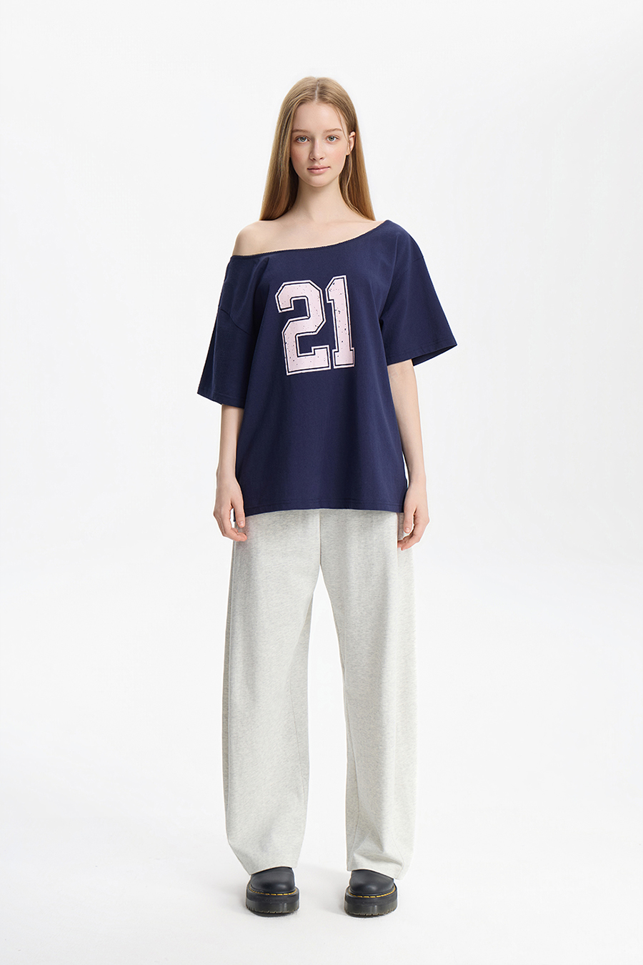 Wide Neck Graphic T-Shirt|yescci
