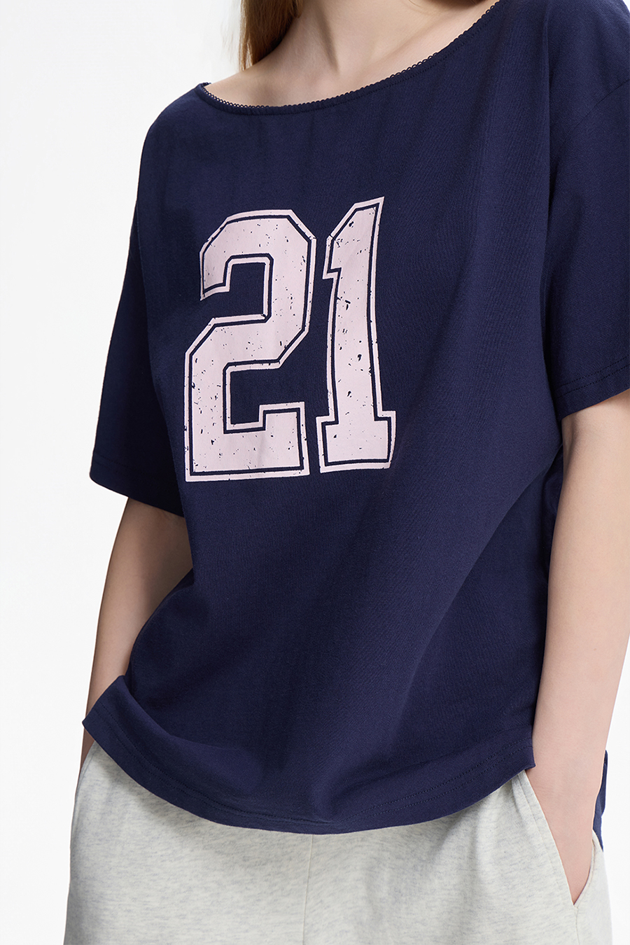 Wide Neck Graphic T-Shirt|yescci