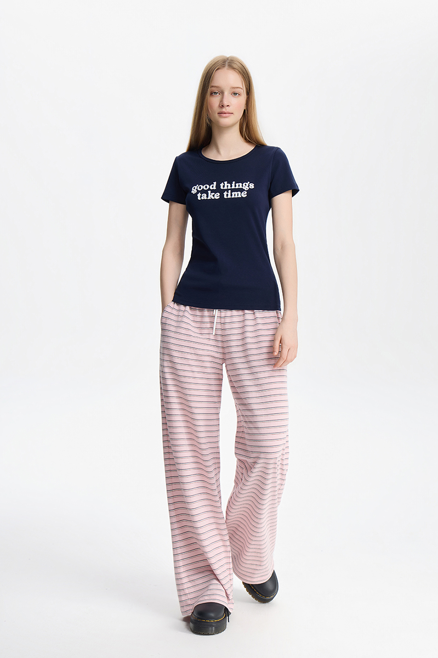 U-Neck Letter Print Short Sleeve Tee|yescci
