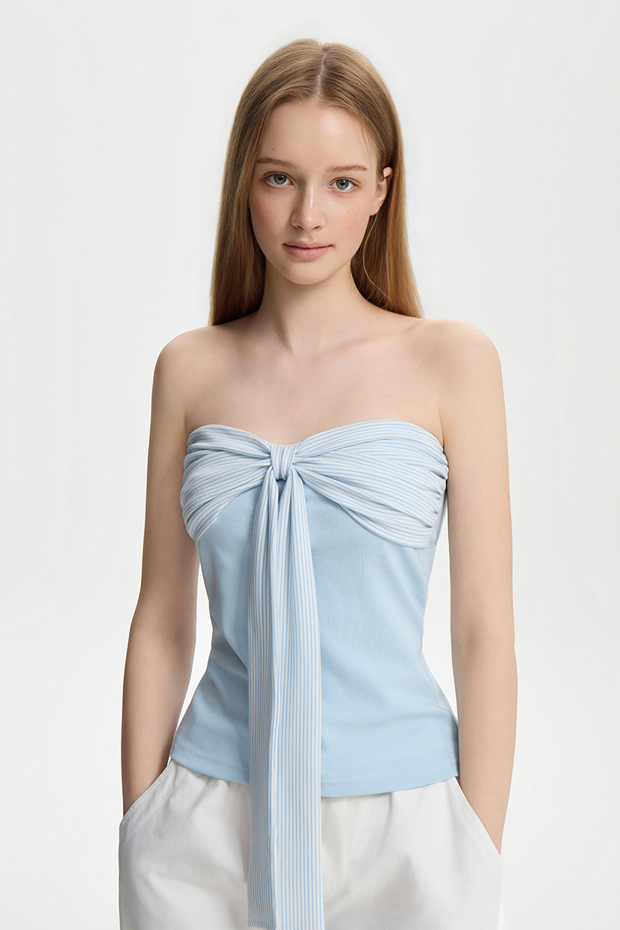 Bow Detail Strapless Tube Top|yescci-YESCCI.com