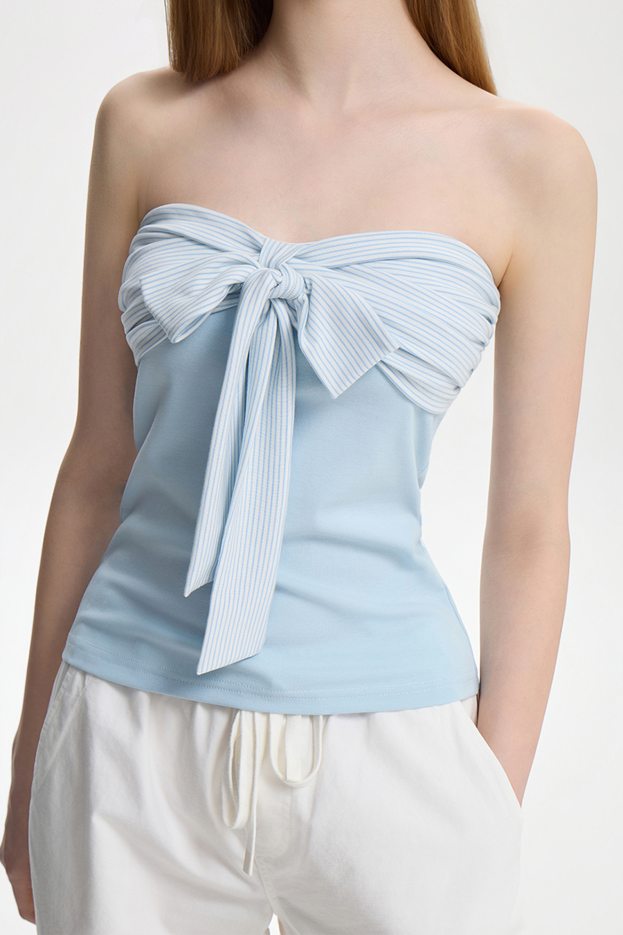 Bow Detail Strapless Tube Top|yescci-YESCCI.com
