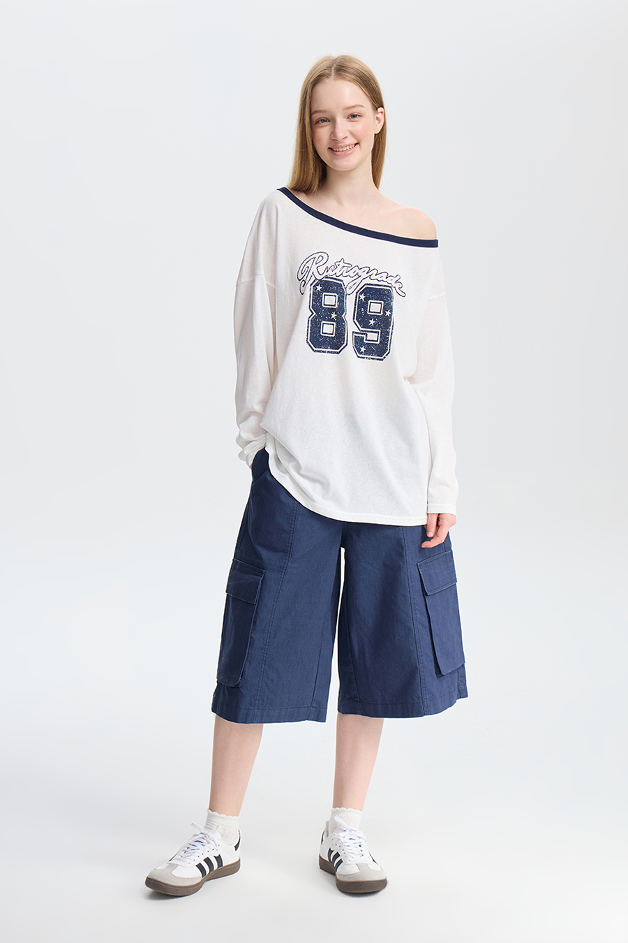 Vintage Print Off-Shoulder T-Shirt|yescci