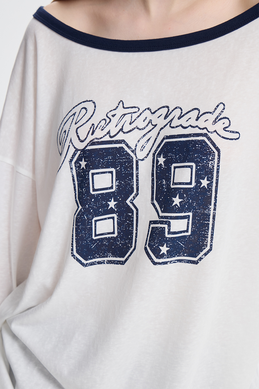Vintage Print Off-Shoulder T-Shirt|yescci