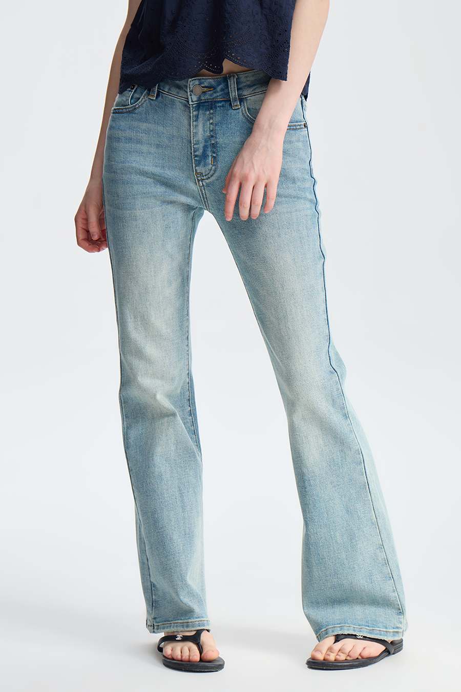 High-Waisted Flare Jeans|yescci
