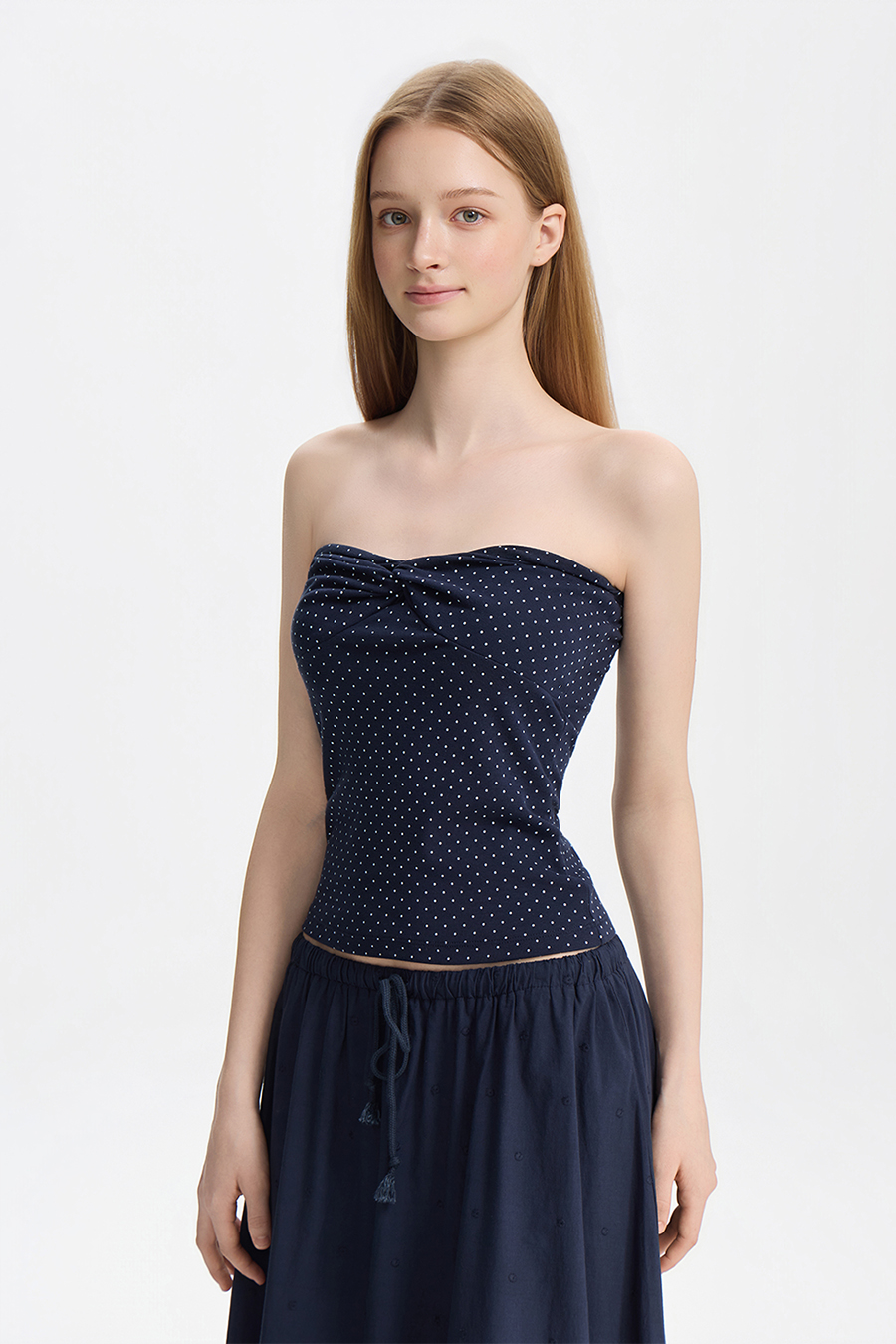 Twist Knot Polka Dot Tube Top|yescci