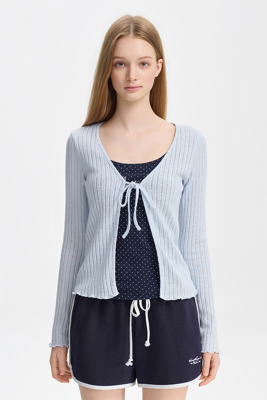Bow Tie Ribbed Cardigan|yescci