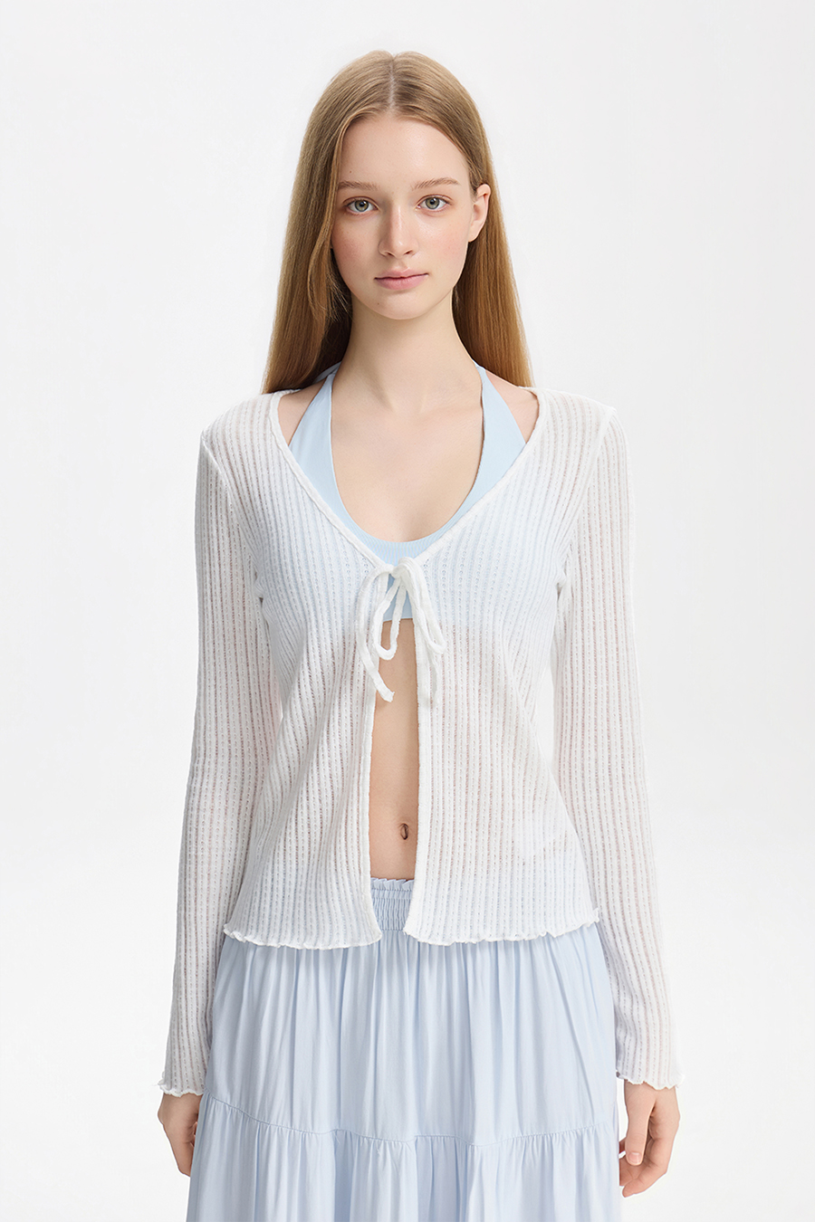 Bow Tie Ribbed Cardigan|yescci