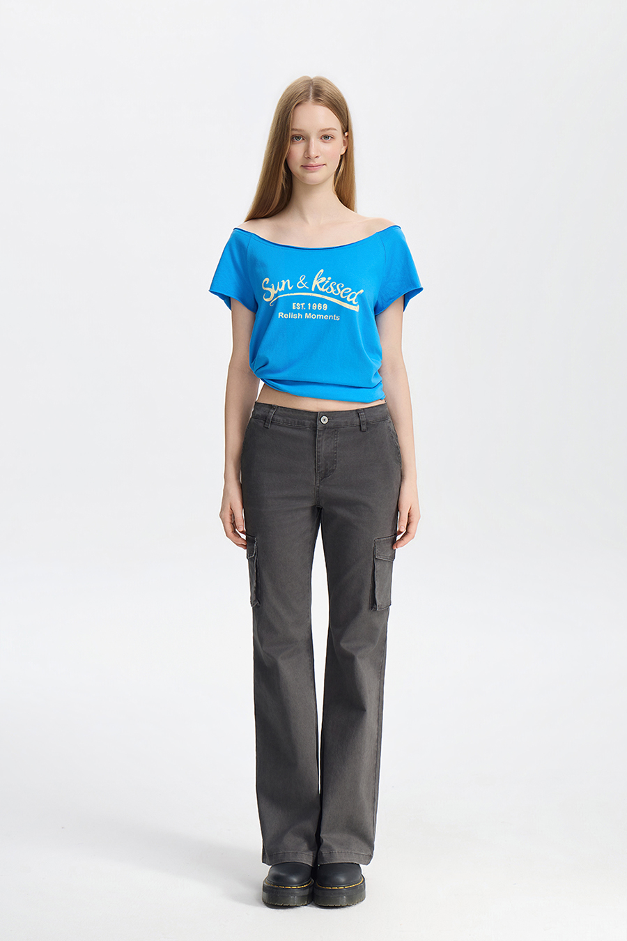 Casual Slogan Print Off-Shoulder Top|yescci