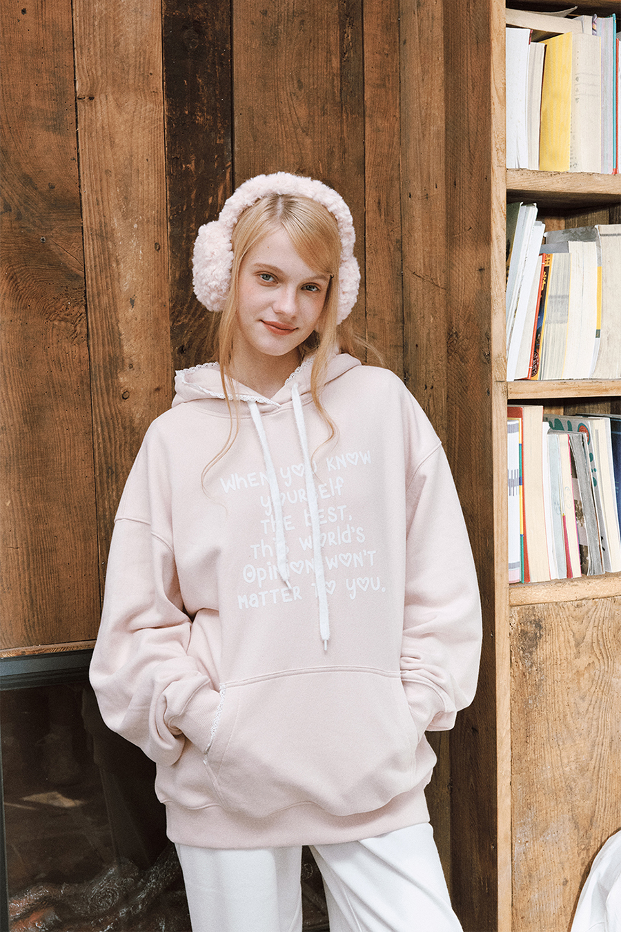 Print Lace Trim Hoodie|yescci-YESCCI.com
