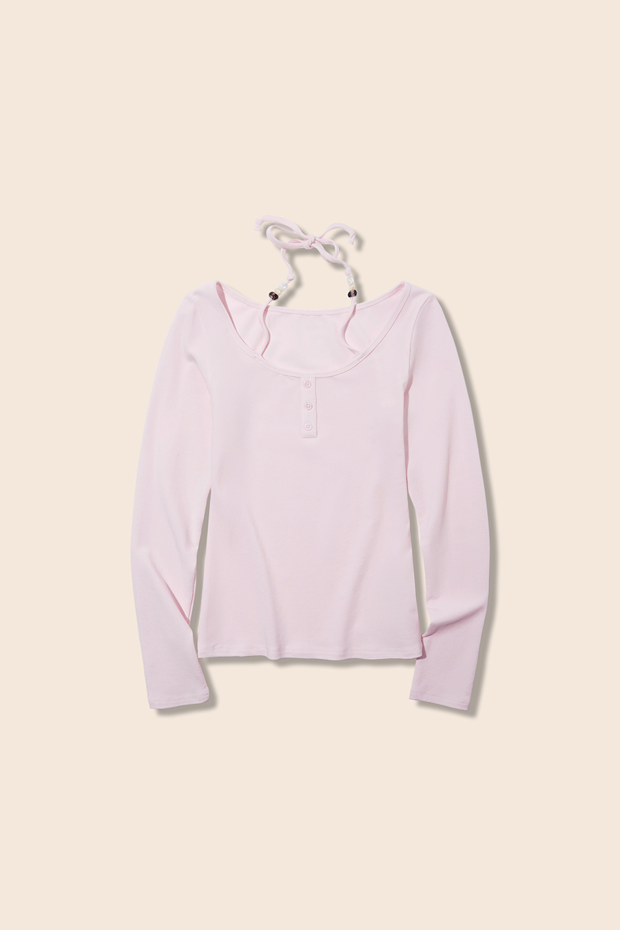 Halter Tie Henley Neck Blouse|yescci