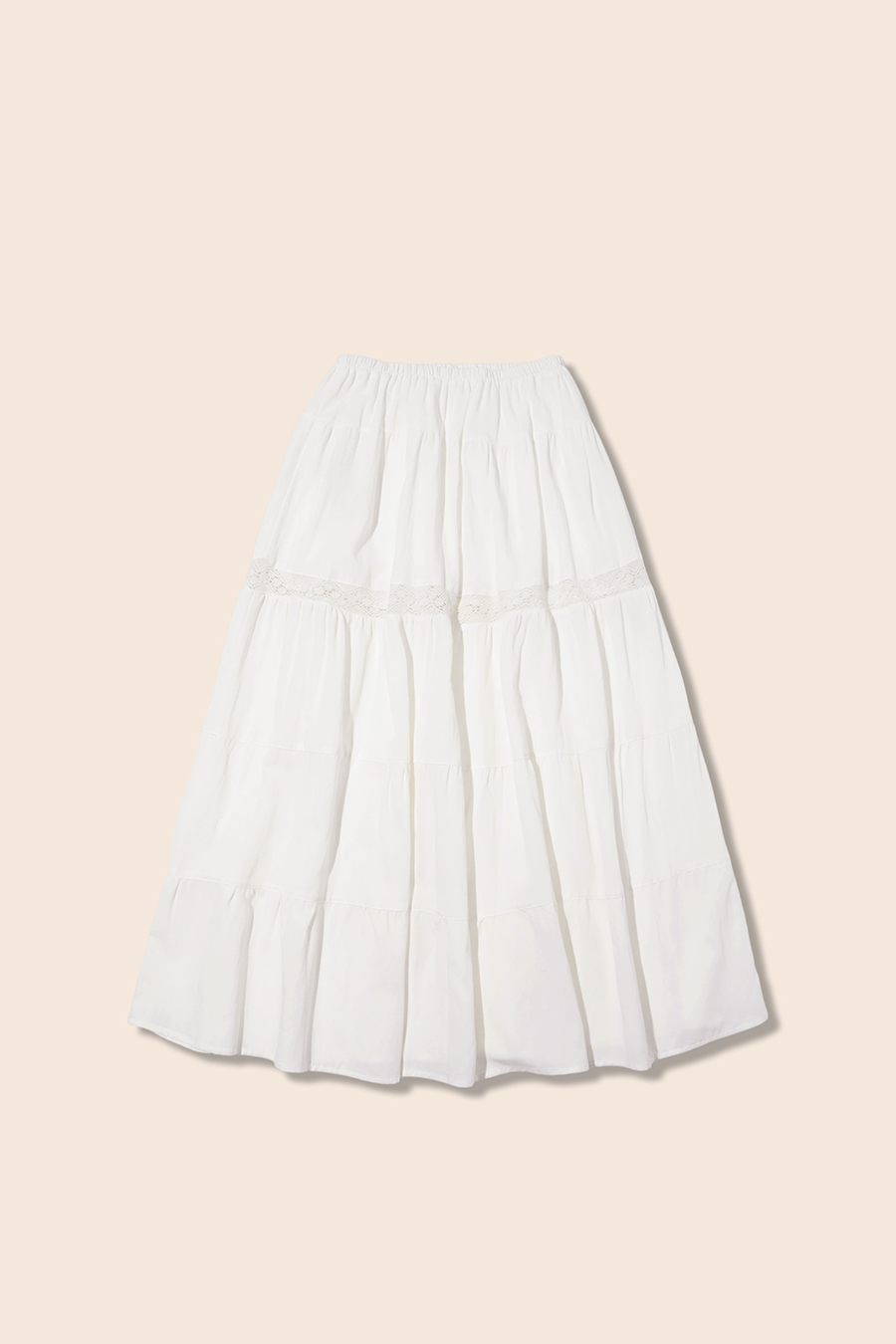 Lace Tiered White Maxi Skirt|yescci