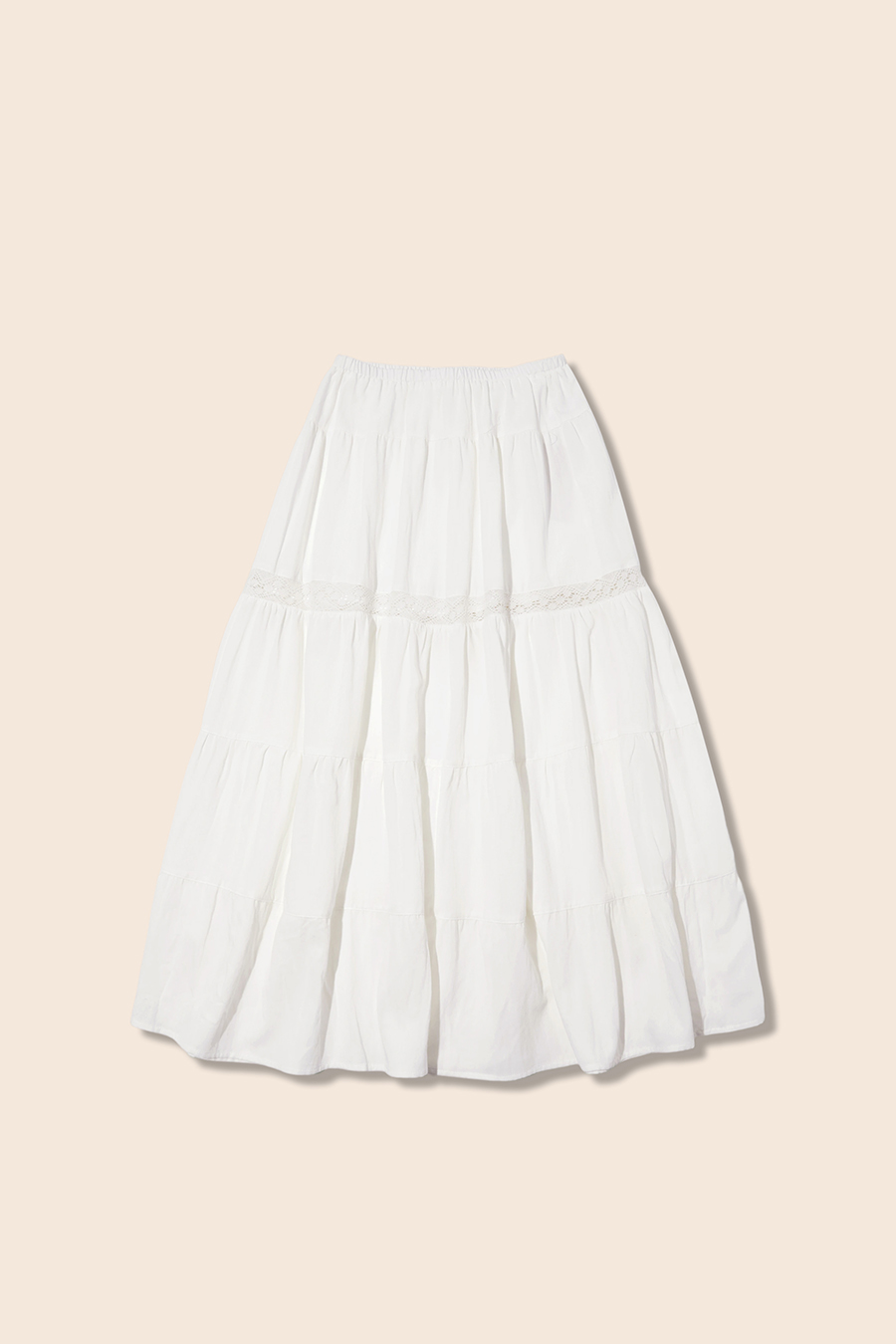 Lace Tiered White Maxi Skirt|yescci