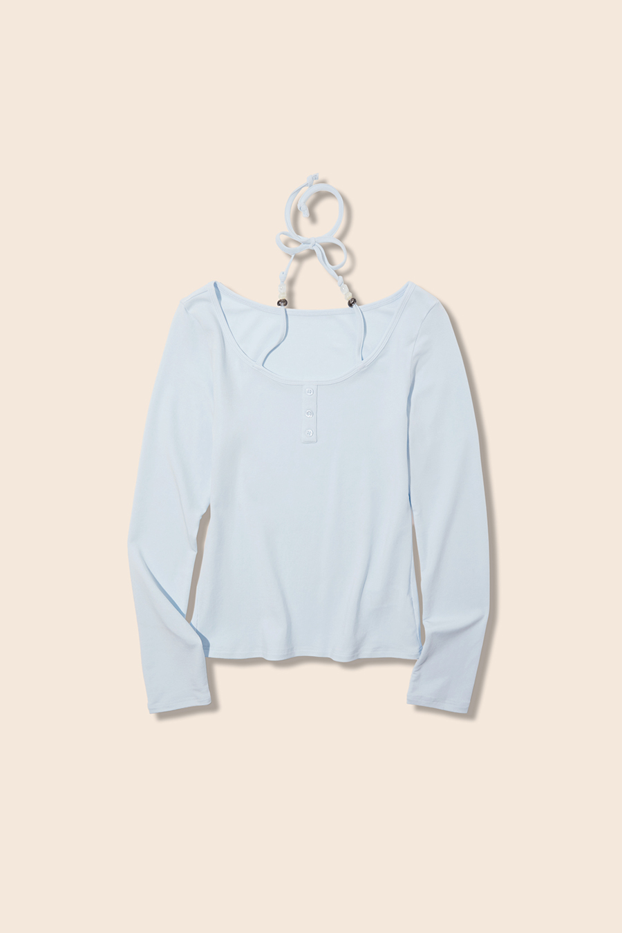 Halter Tie Henley Neck Blouse|yescci