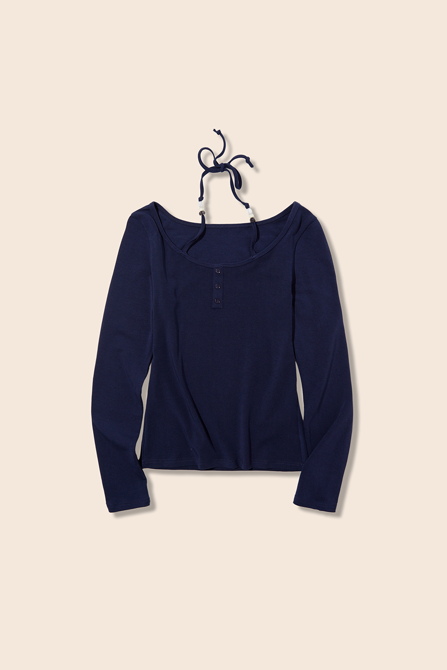Halter Tie Henley Neck Blouse|yescci