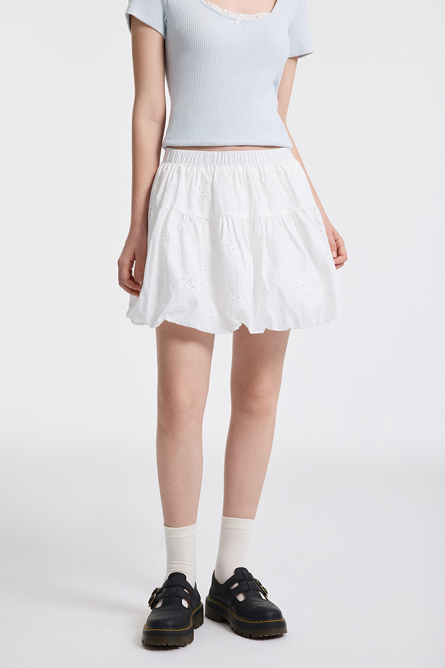 Sweet White Tiered Ruffle Skirt|yescci-YESCCI.com