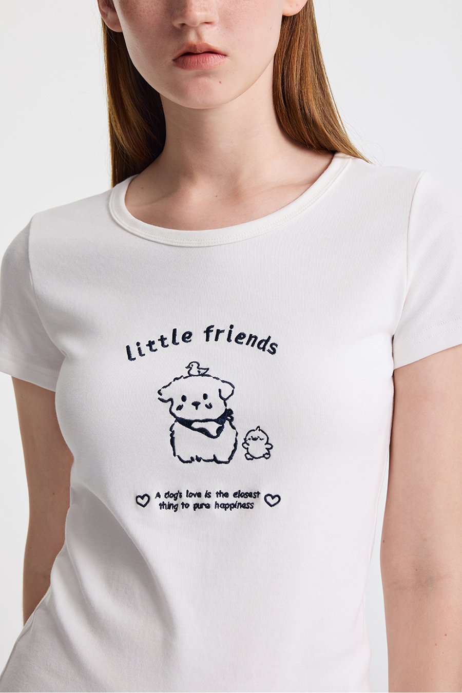 U-Neck Puppy Graphic Top|yescci-YESCCI.com