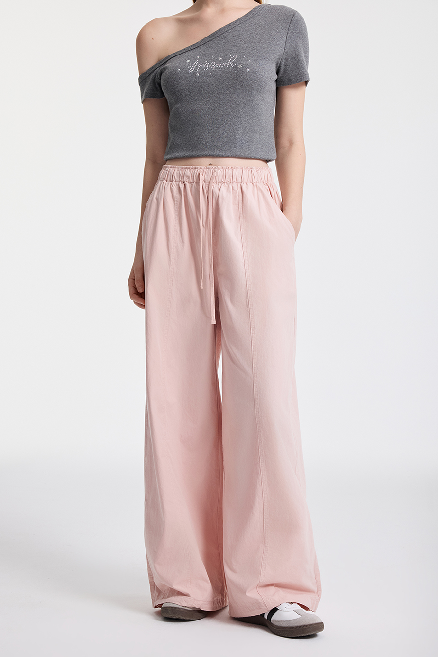 Drawstring Waist Wide Leg Pants|yescci-YESCCI.com