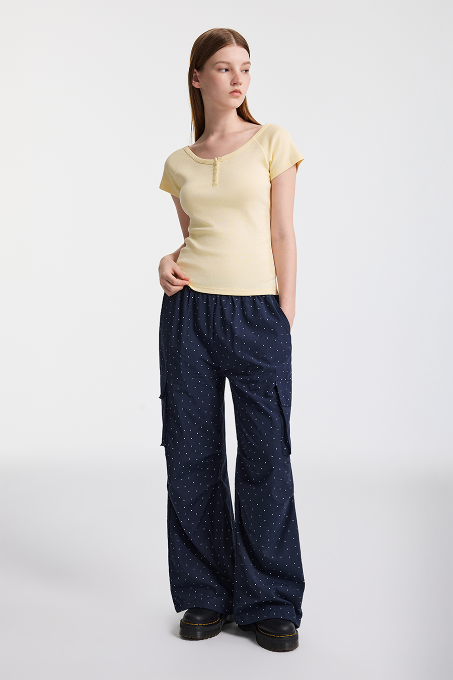 U-Neck Short Sleeve Top|yescci