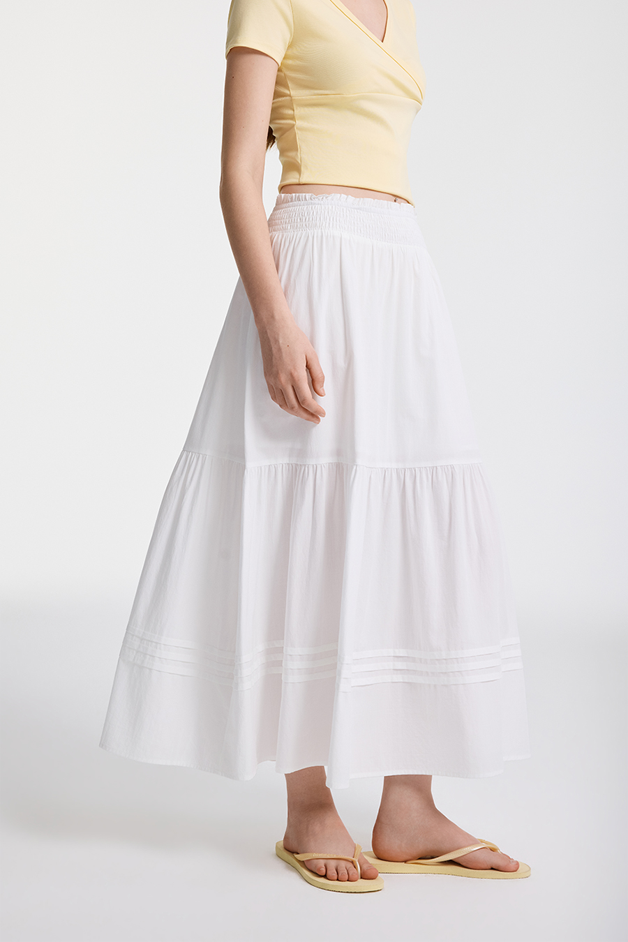 Smocked Waist Maxi Skirt|yescci-YESCCI.com