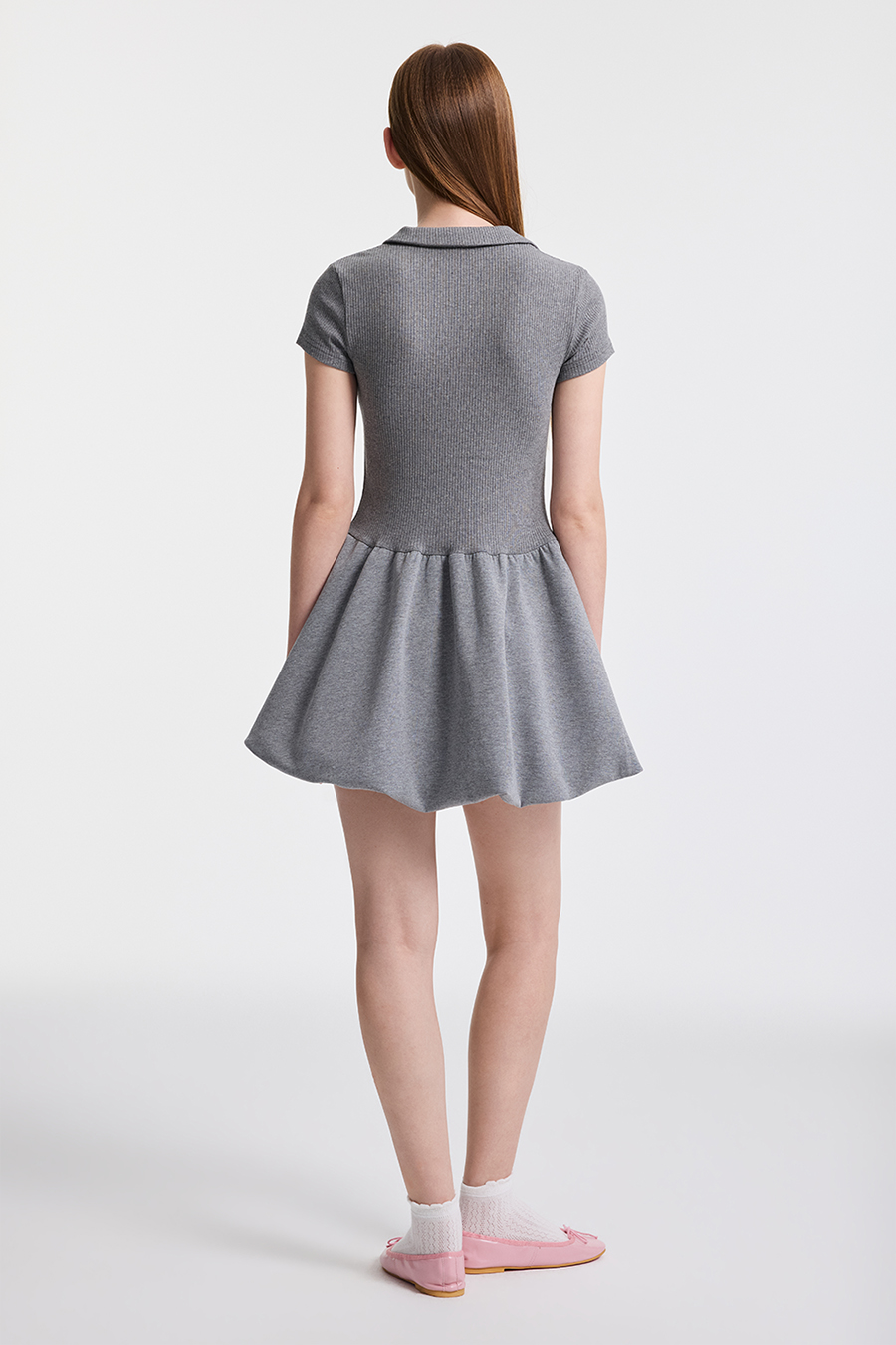 Buttoned Polo Flare Dress|yescci