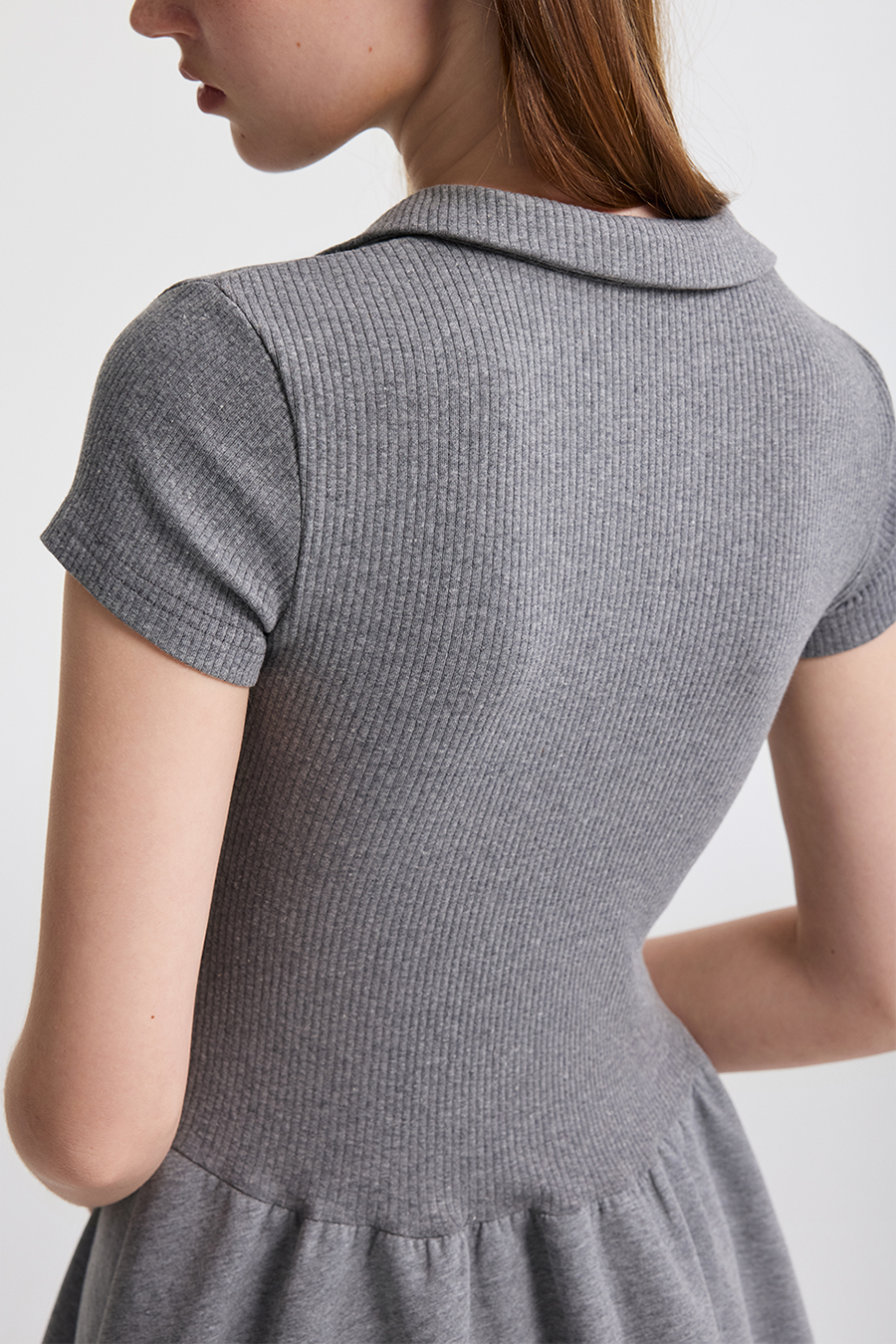 Buttoned Polo Flare Dress|yescci
