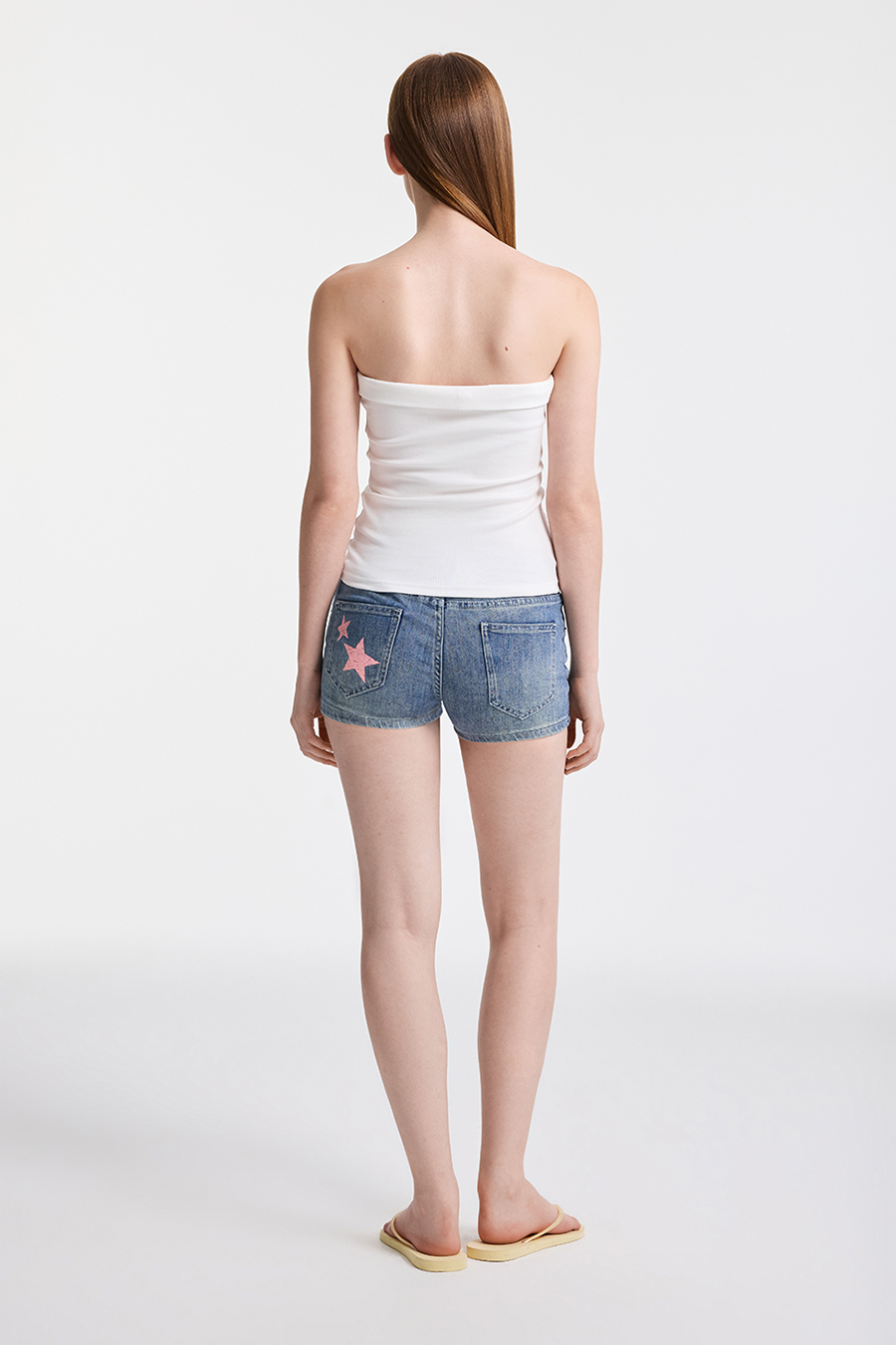 Star Print Pocket Denim Shorts|yescci