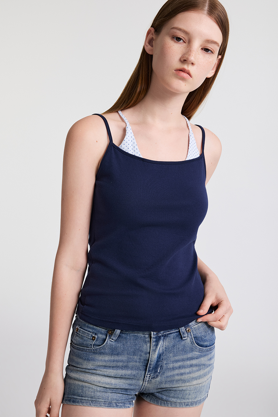 Layered-Look Polka Dot Tank Top|yescci-YESCCI.com