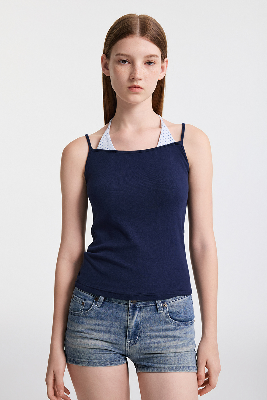 Layered-Look Polka Dot Tank Top|yescci-YESCCI.com