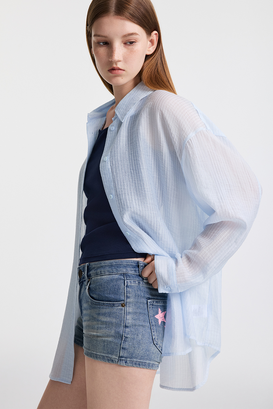 Stripe Long Sleeve Shirt|yescci-YESCCI.com