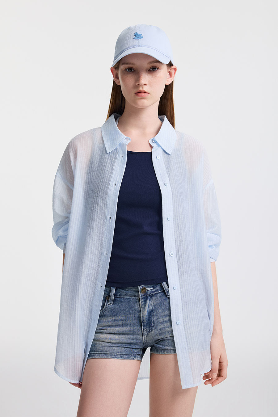 Stripe Long Sleeve Shirt|yescci-YESCCI.com