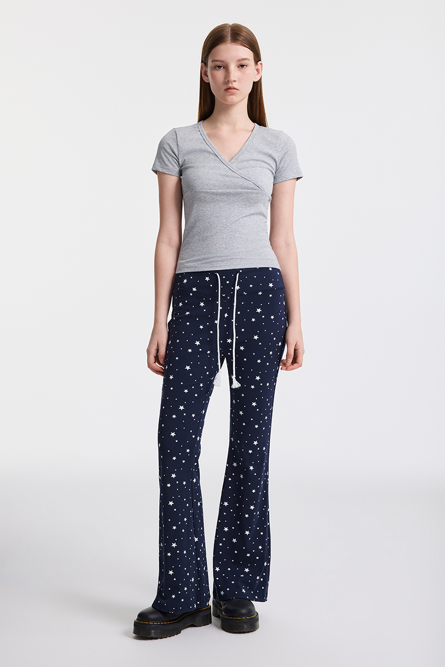Star Print Flare Pants|yescci-YESCCI.com