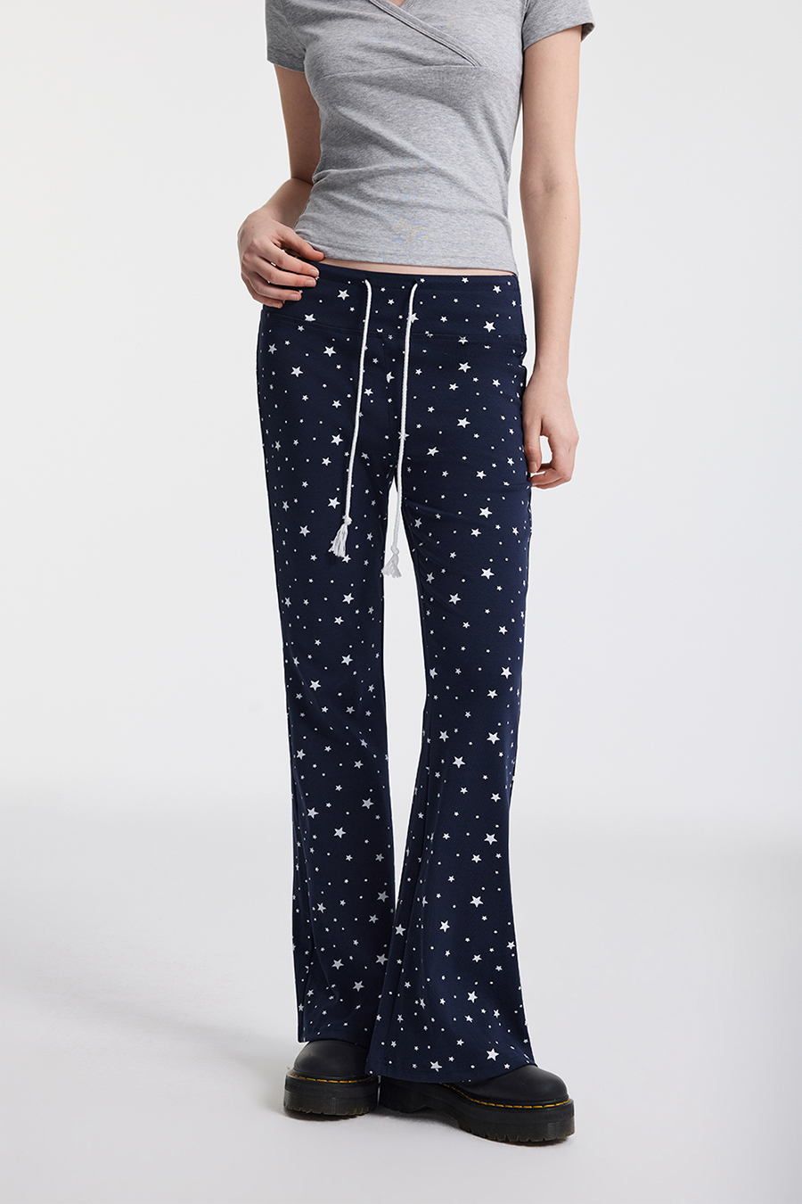 Star Print Flare Pants|yescci-YESCCI.com