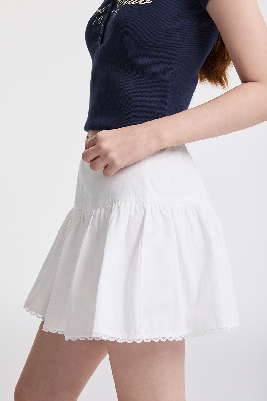 Lace Hem Tiered Mini Skirt|yescci-YESCCI.com