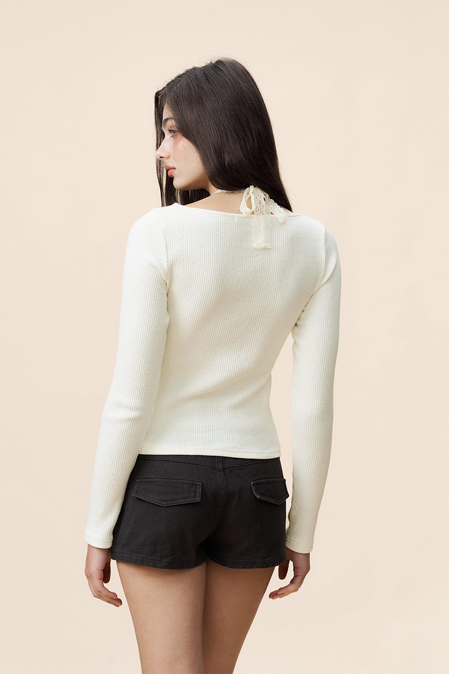 U-Neck Long Sleeve Top|yescci-YESCCI.com