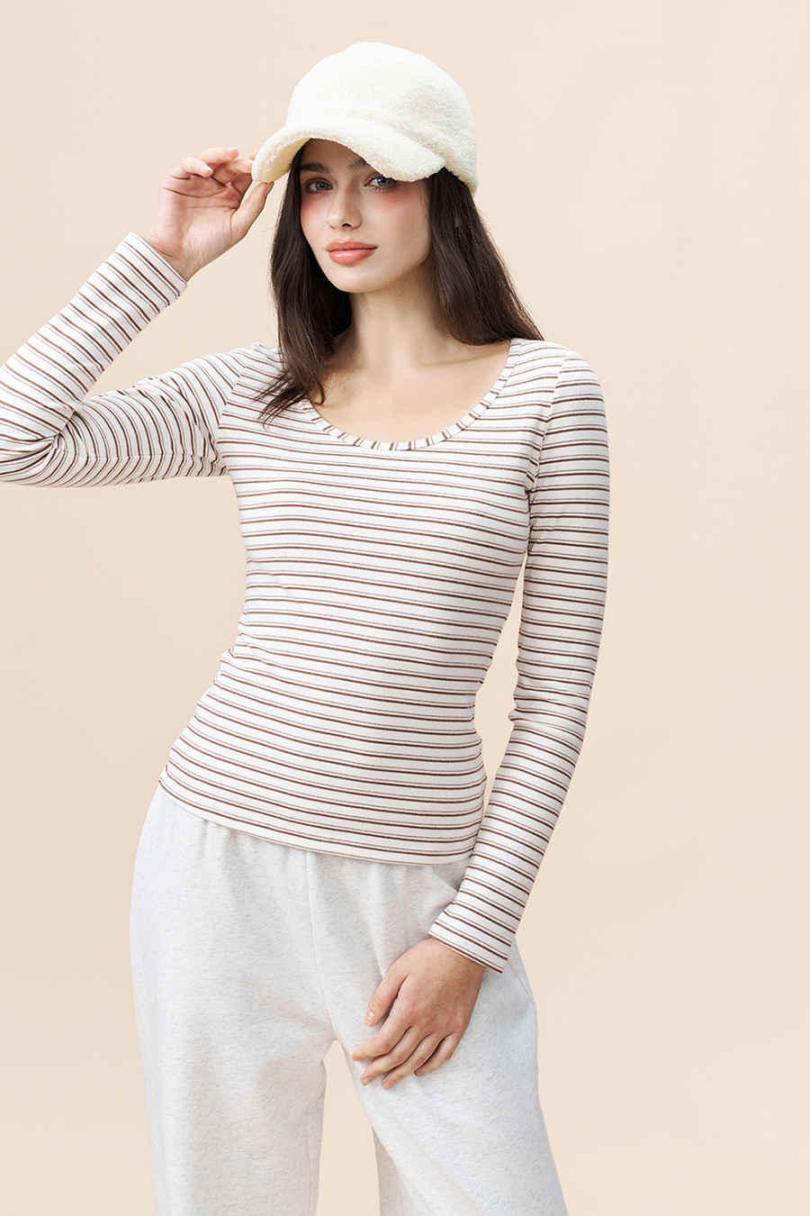 Casual Striped Long Sleeve Top|yescci-YESCCI.com