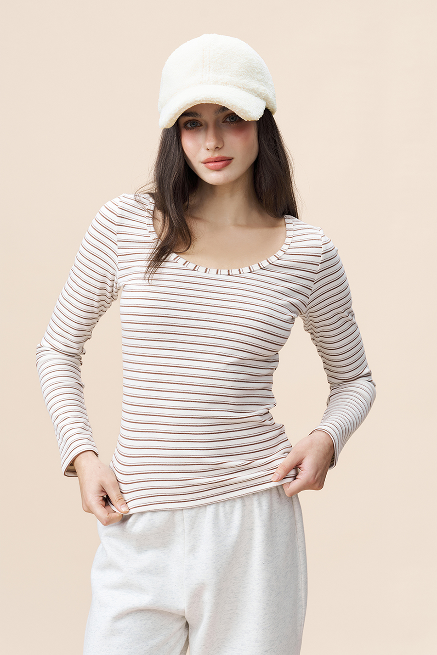 Casual Striped Long Sleeve Top|yescci-YESCCI.com