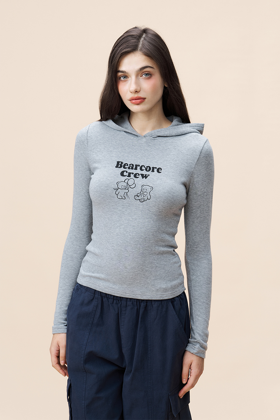 Bear Print Hooded Top|yescci-YESCCI.com