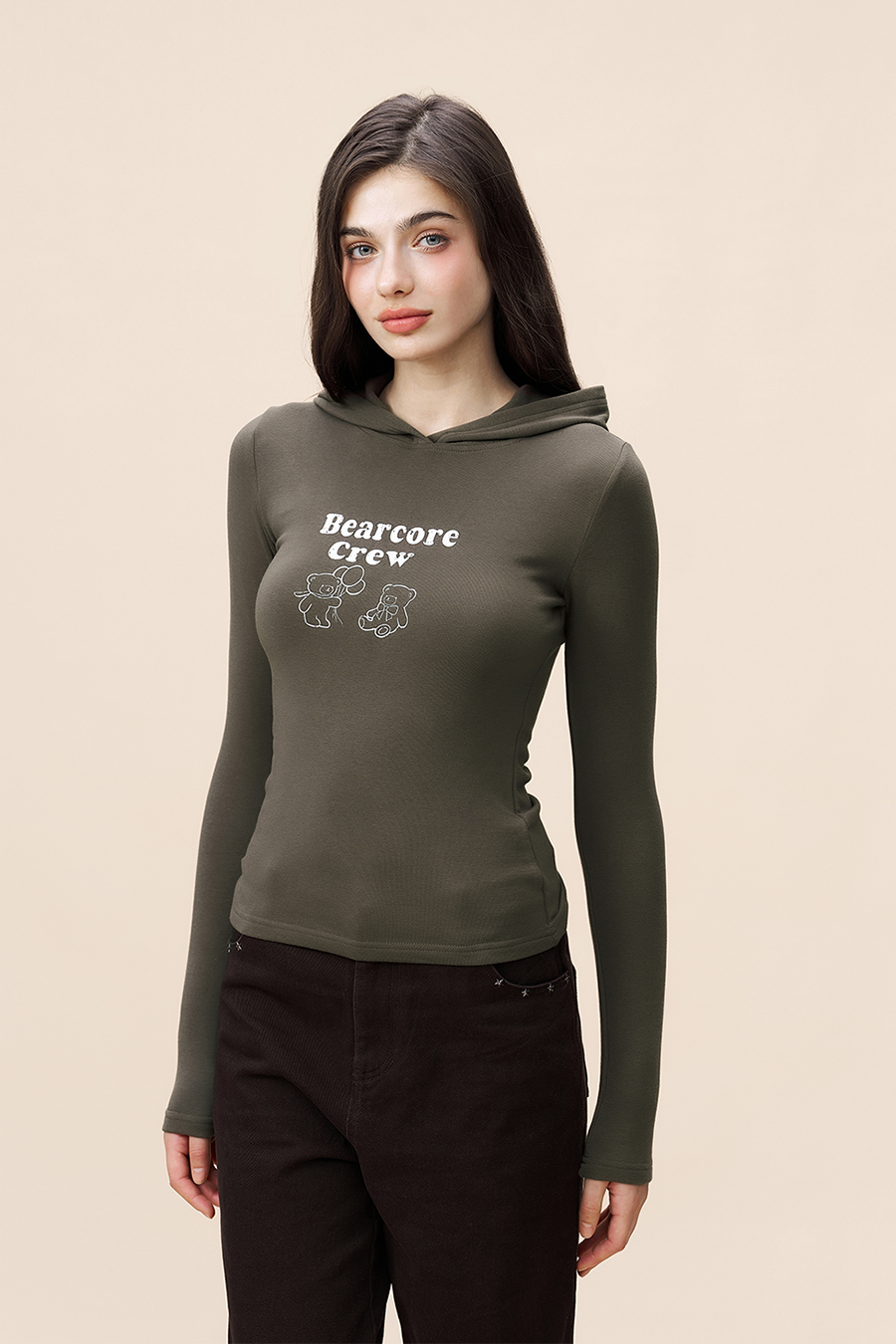 Bear Print Hooded Top|yescci-YESCCI.com