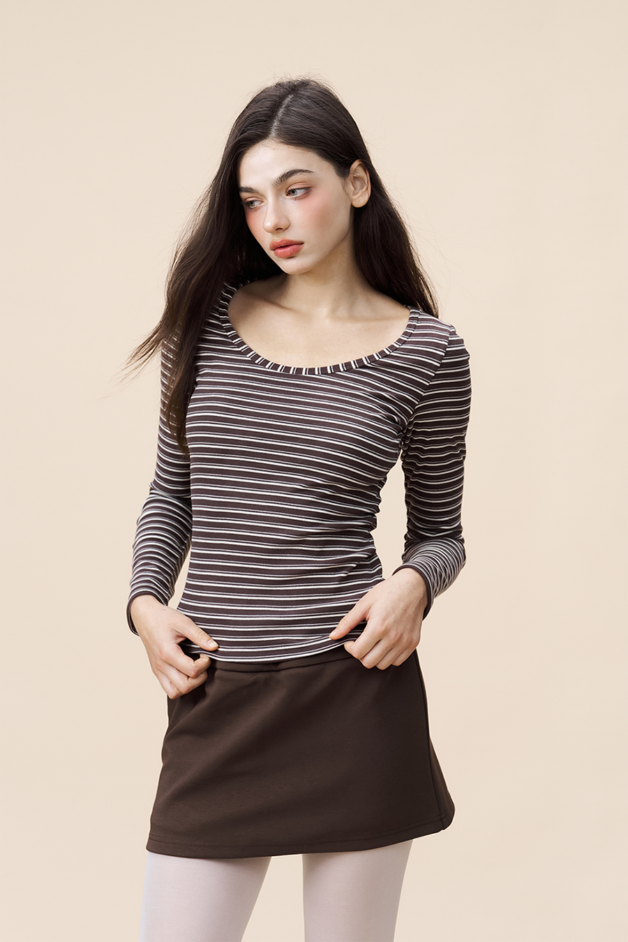 Casual Striped Long Sleeve Top|yescci-YESCCI.com