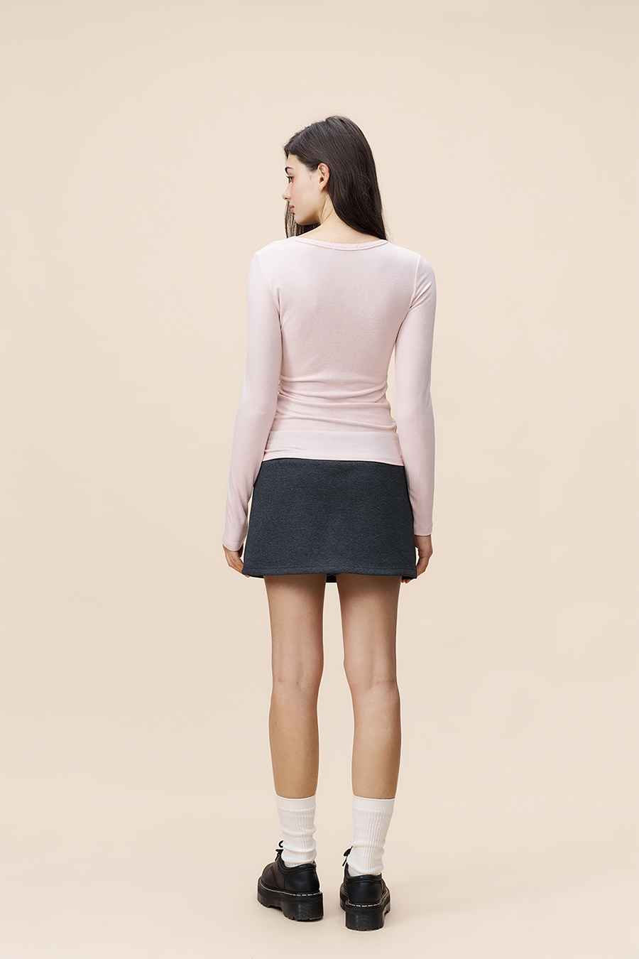 V-Neck Long Sleeve Top|yescci-YESCCI.com