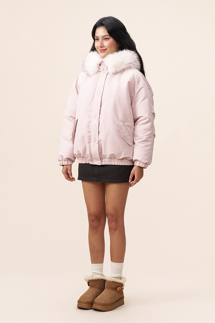 Casual Fur Lined Bomber Jacket|yescci-YESCCI.com