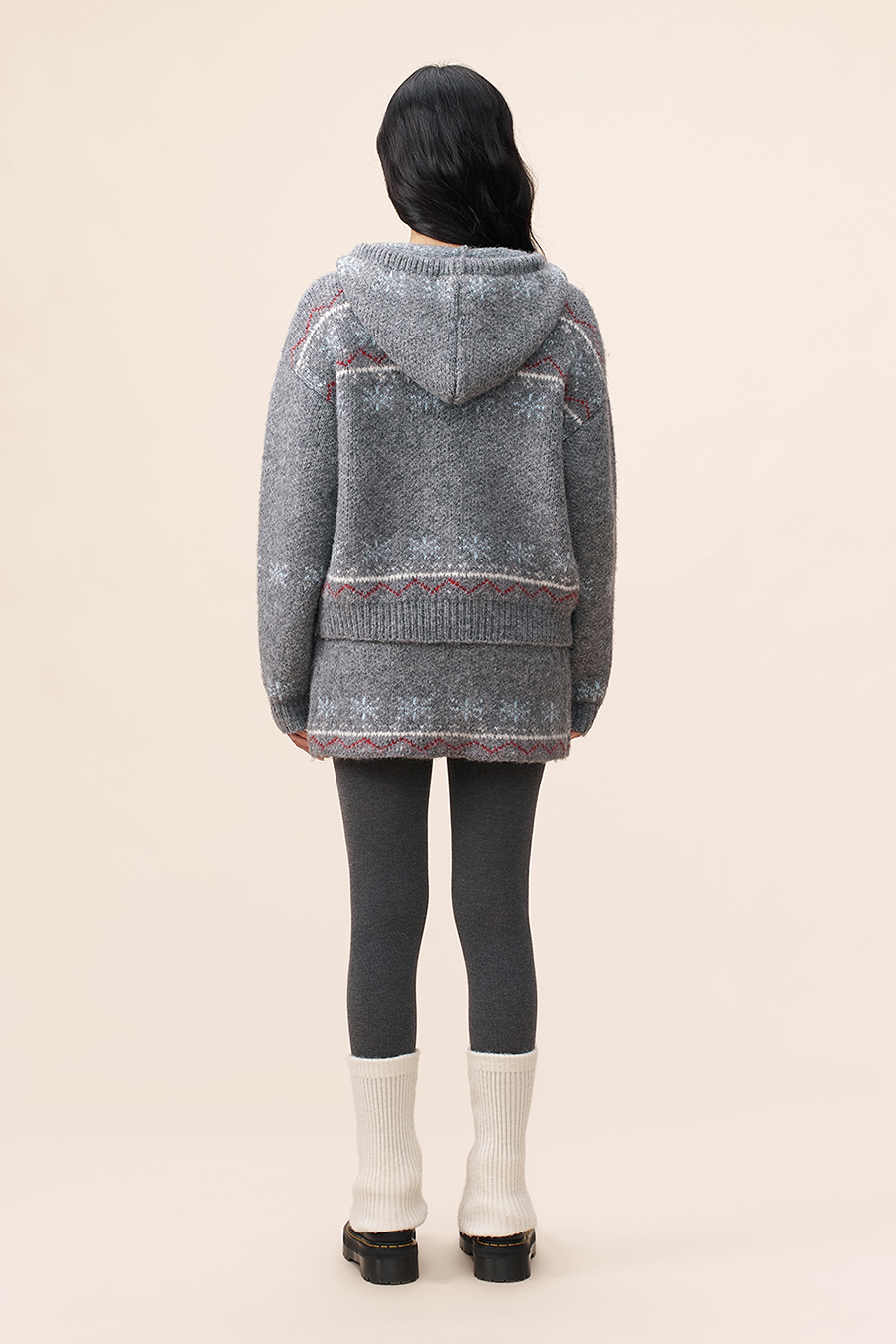 Fair Isle Knit Hooded Jacket|yescci-YESCCI.com
