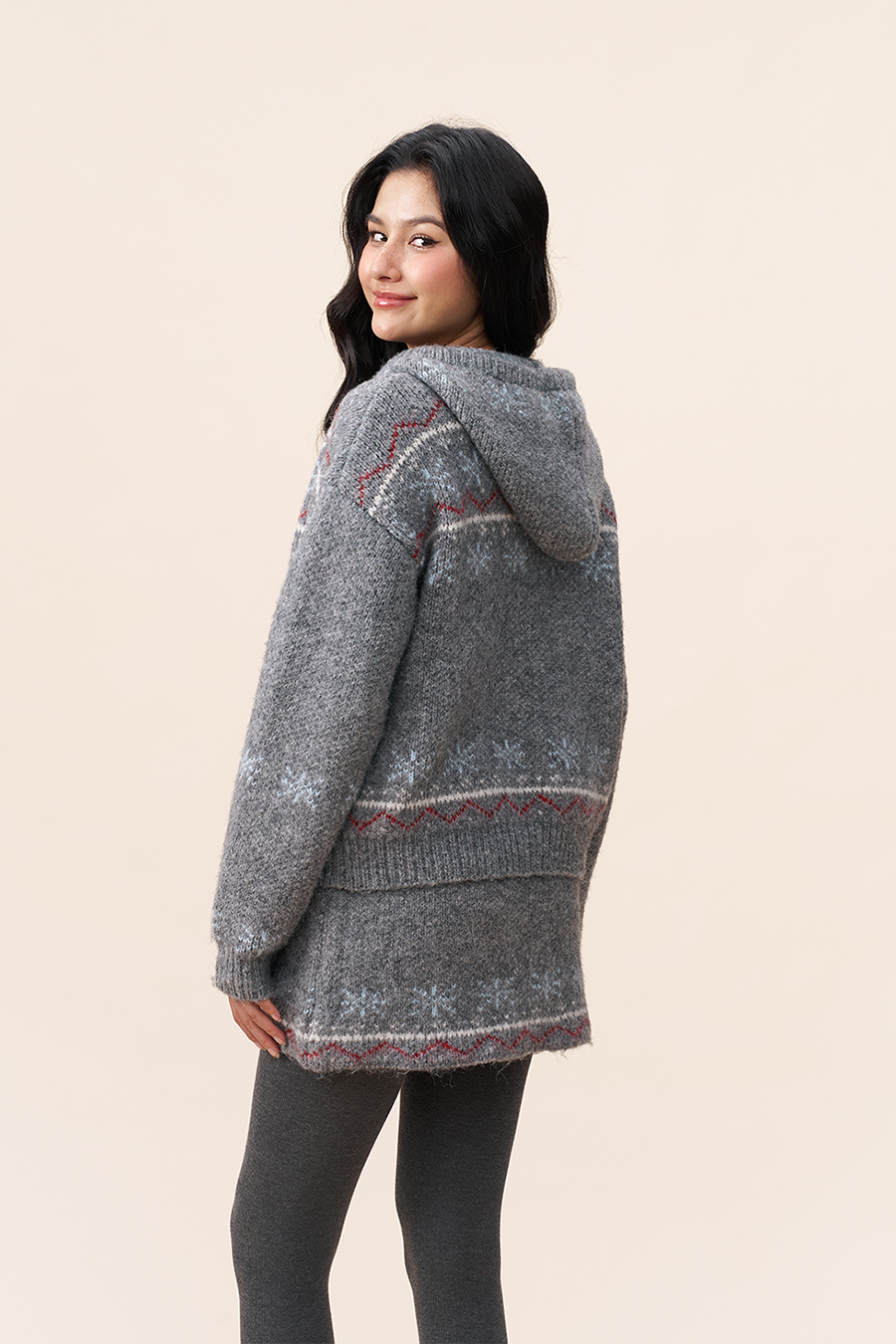 Fair Isle Knit Hooded Jacket|yescci-YESCCI.com