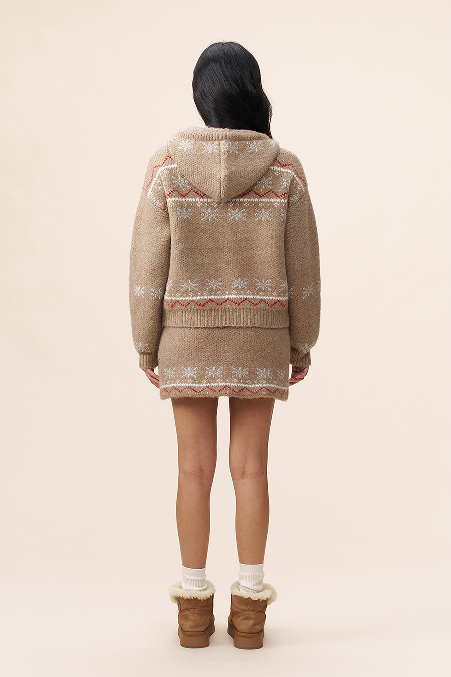 Fair Isle Knit Hooded Jacket|yescci-YESCCI.com