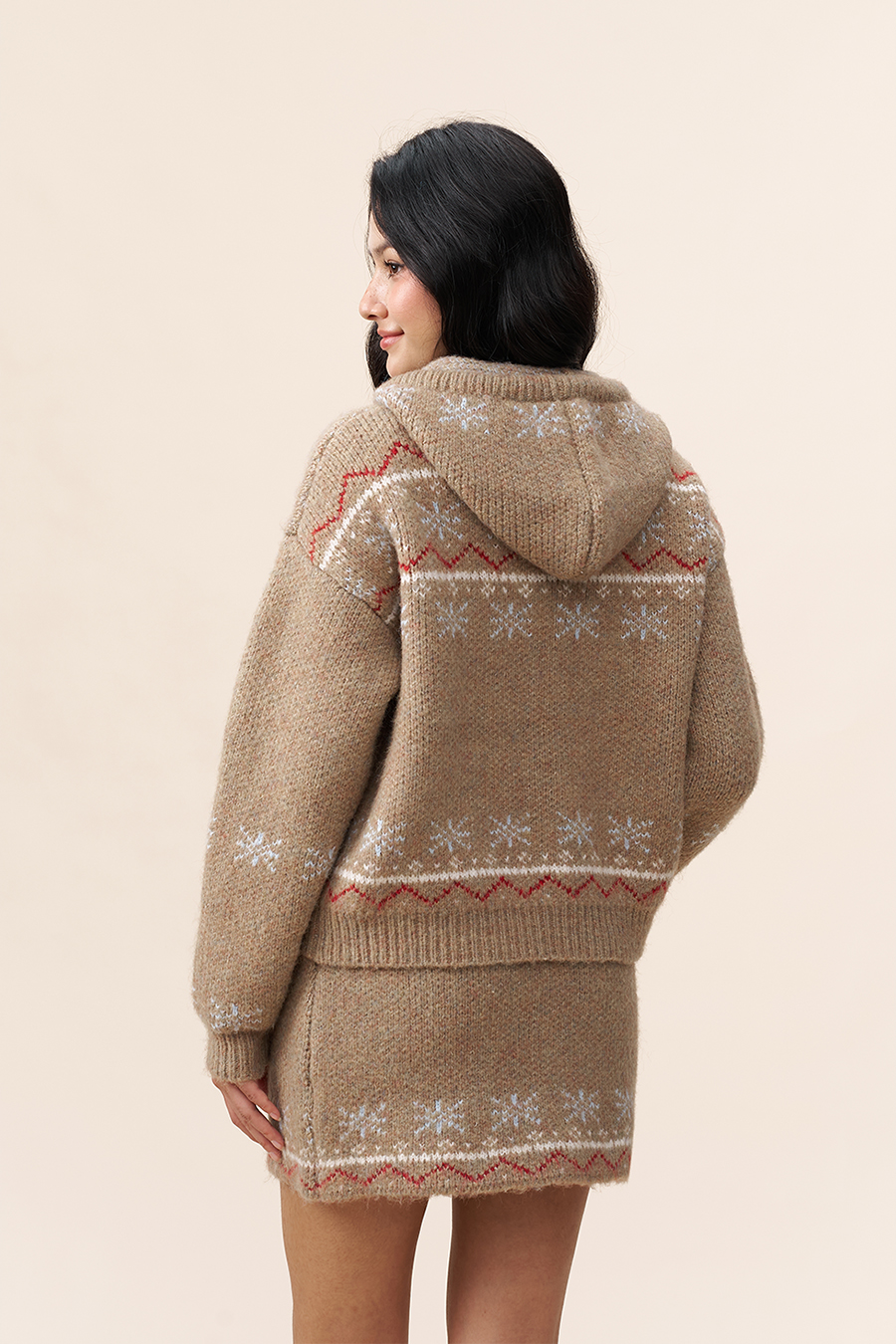 Fair Isle Knit Hooded Jacket|yescci-YESCCI.com