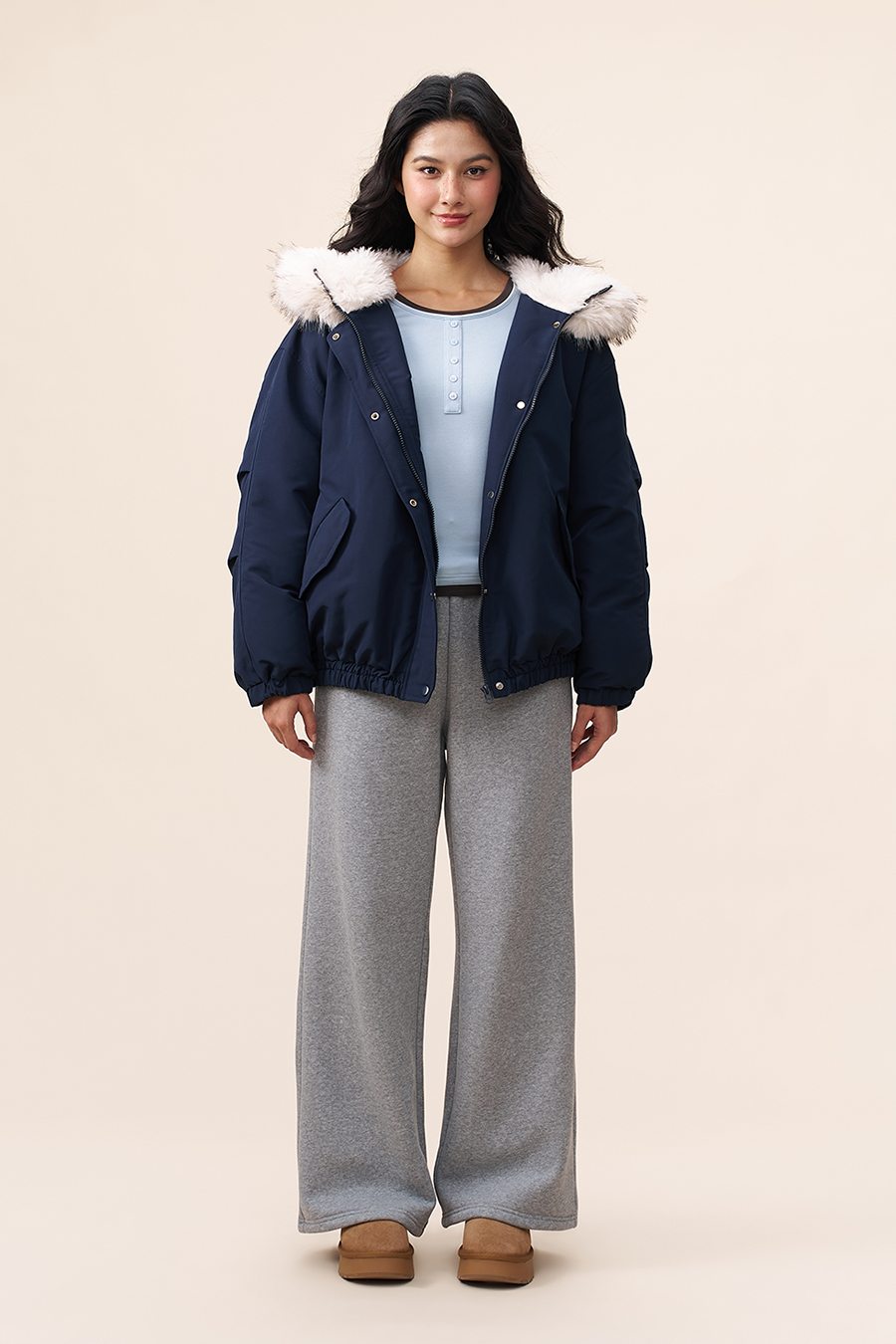 Casual Fur Lined Bomber Jacket|yescci-YESCCI.com