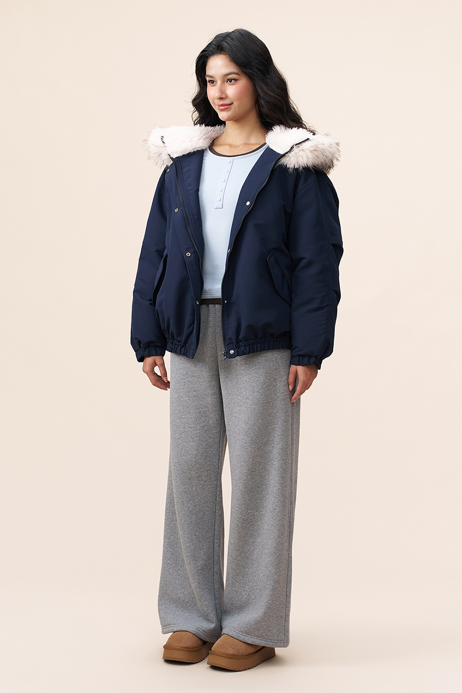 Casual Fur Lined Bomber Jacket|yescci-YESCCI.com