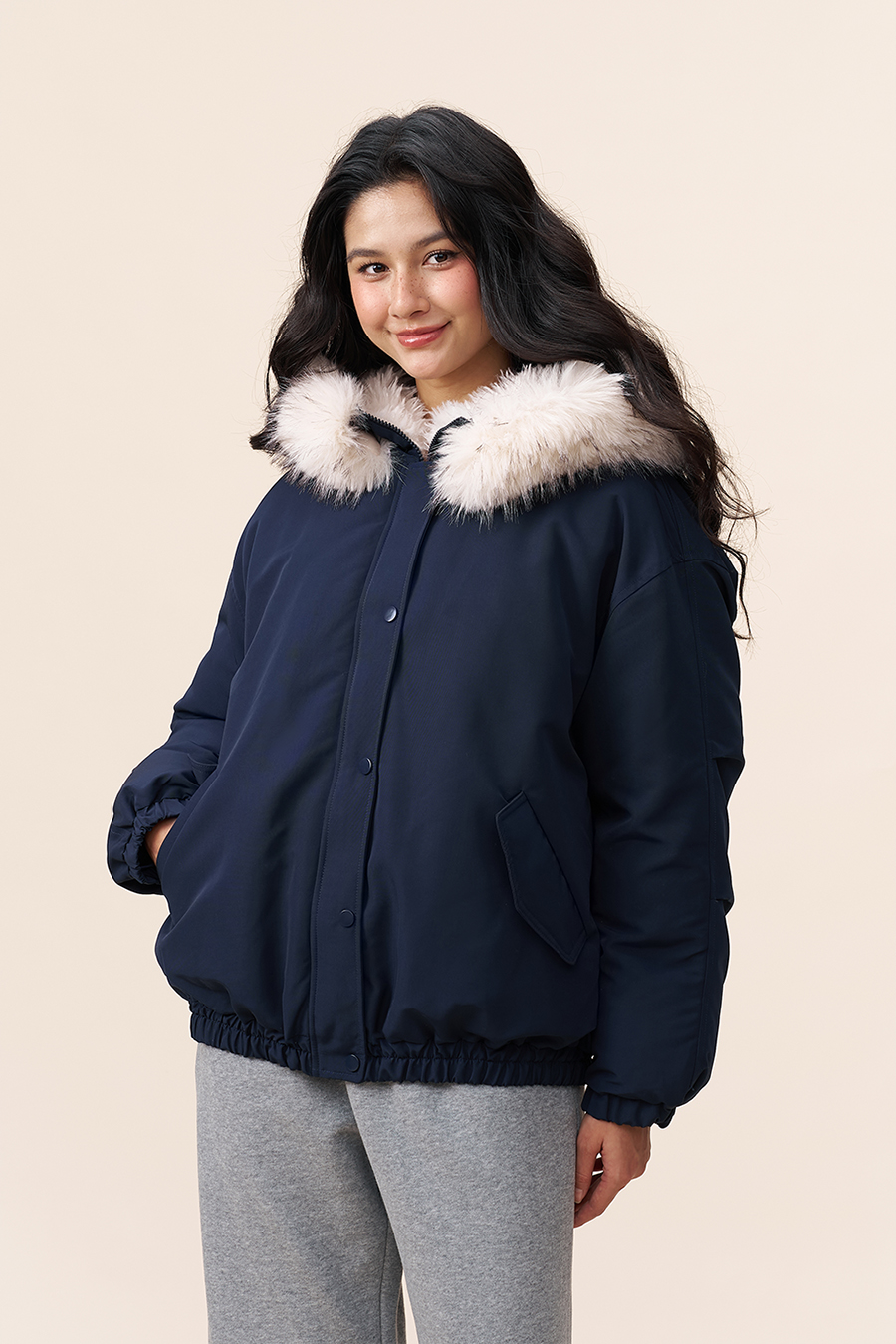 Casual Fur Lined Bomber Jacket|yescci-YESCCI.com