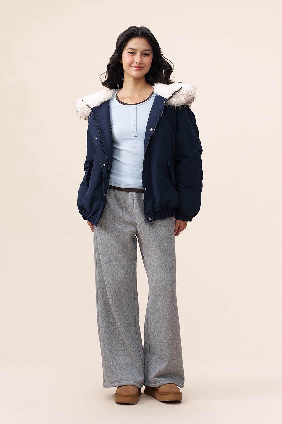 Casual Fur Lined Bomber Jacket|yescci-YESCCI.com