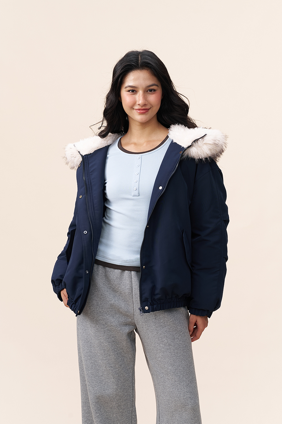 Casual Fur Lined Bomber Jacket|yescci-YESCCI.com